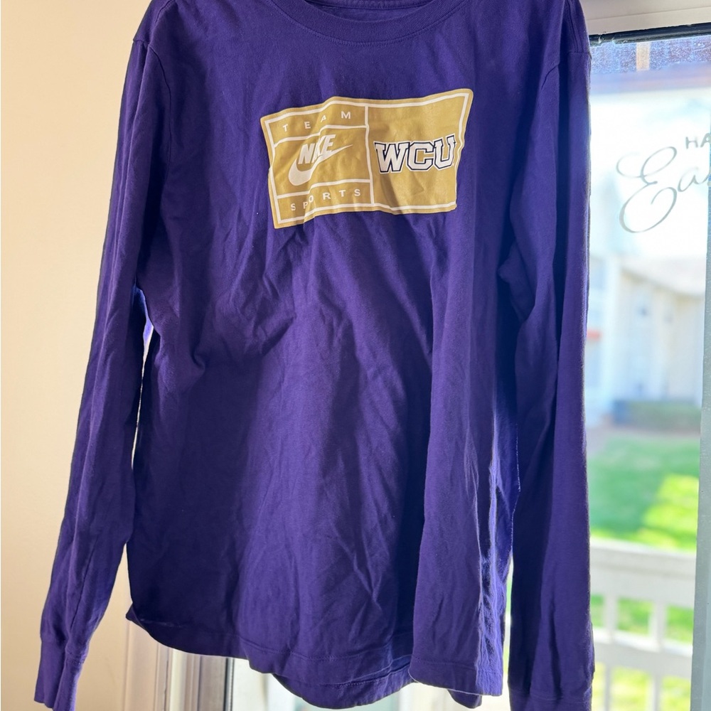 Nike Purple Short-Sleeve Tee with White Neck Print